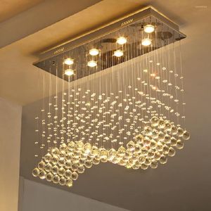 Pendelleuchten LED-Lampe Luxus Esszimmer Kristall Kronleuchter Rechteckige Deckenleuchte Wohnkultur Wohnzimmer