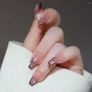 偽の爪24pcs女性のための紫色のダイヤモンドの装飾と爪のファッショナブルマニキュアセットウェアラブルプレスの指のヒント