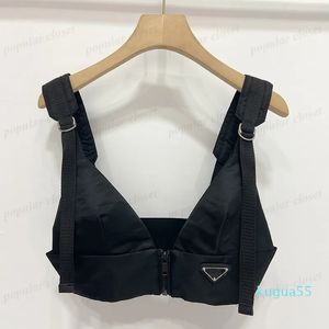 2023-Frau Designer Tanks Unterwäsche Metall Abzeichen Sexy Tiefe V Denim Sling Tube Tops Cowboy Nylon Kleidung SML