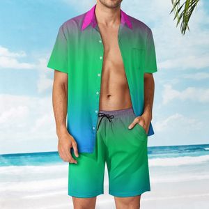 Herren-Trainingsanzüge, Farbverlauf, Polysexuelle Flagge, Herren-Strandanzug, Premium, 2-teilig, Hosenkleid, Vintage-Stil, zum Ausgehen, USA-Größe 230511