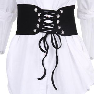 Celra Fashion Women Fashion Lace Up Corset Bandagem Bandagem larga cintura cinto Belta Branco preto Branco plus size Cummerbunds