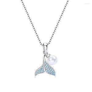 Kedjor sjöjungfru pärla gradient färg fisk svansdekoration gåva för kvinnor flickor barn hänge halsband