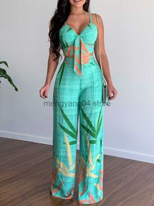 Zweiteilige Damen-Hosen, bedruckt, ärmellose Oberteile, Sommer, lässige Hosen, Anzug, Dame, V-Ausschnitt, lockere Böden, zweiteilige Sets, gerades elastisches Taillen-Hosen-Set, T230512