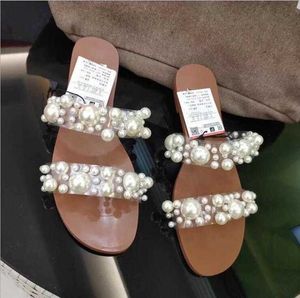 Pantofole 2021 Donne Nuovo stile di lusso con strass singolo di dito da donna Sandali spiaggia per esterni per tutta la partita MS Slipisti in pelle G230512