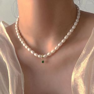 Pendant Necklaces Minar Sweet Multiple Freshwater Pearl Chokers For Women Green Red Gold Color Love Heart Round Beads Necklace