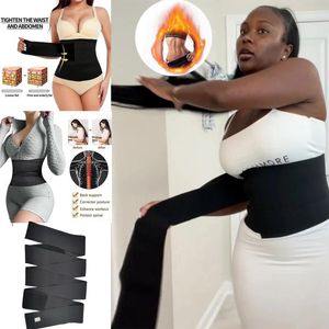 Bälten midjetränare Shaperwear Belt gratis Sizetummy Wrap Resistance Bands Women Sweat Slimming Wraps Bastu #P2