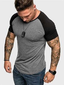 Mąż. T-shirt Contrast Color Rękawy Reglan Okorzy na świeżym powietrzu wakacyjny krótkie rękawie Patchwork Fashion Modna Moda Oryginalny wzór klasyczny