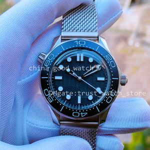 Super Watches 42mm VSF 60 -årsjubileum Mens Automatic Cal.8806 Movement Watch Men 007 Blue Dial No Date 904L Steel Strap Wristwatches
