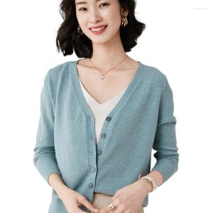 Kvinnors stickor Cardigan tröja godis färger höst våren koreansk modestil stickad v hals solid för kvinnor casual office lady lady