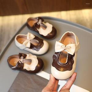 Scarpe basse Primavera Autunno Ragazze Increspature Pelle Onda Mary Jane Per Baby Princess Bow Bambini Vestono Toddlers