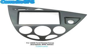 Silver 2 Din Car Radio Fascia for 2006 Ford Fiesta Focus European Right Hand Dash Mount Kit Stereo Install Frame DVD Panel9560242