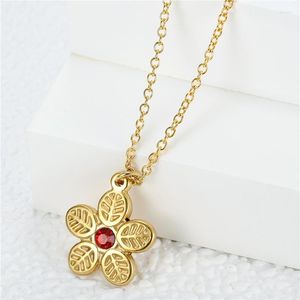 Pendant Necklaces Elegant Temperament Women's Gold Color Flower Crystal Necklace Stainless Steel Clavicle Chain Festival Jewelry Gifts