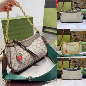 Ophidia kleine Handtasche Crescent Moon Unterarm Umhängetaschen Luxus Designer Frauen Erdbeere Buchstaben Kettentasche Doppel G Lederbesatz Umhängetasche 23 Brieftasche