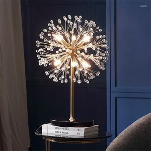 Bordslampor Nordic Ins Luxury Luster Dandelion Marble Crystal Lamp Modernt vardagsrum sovrumsstudie bar studiostjärna boll led skrivbord