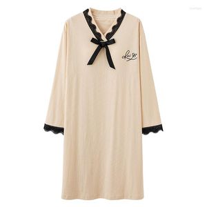 Women's Sleepwear Autumn Pure Cotton Night Dress Womens Nightgowns Plaid Sleepshirts With Bra Pad Lady Kawaii Homewear Home Nightdress