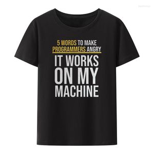 Herren-T-Shirts „5 Words To Make Programmers Angry It Works On My Machine“ aus Baumwolle, Anime-Shirt, coole lässige Y2K-Kleidung für Herren