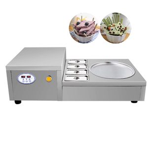 Fritar Máquina de Gelo Casa Comercial Electric Fried Ice Cream Roll Machine Fried Iogurt Maker 1800W