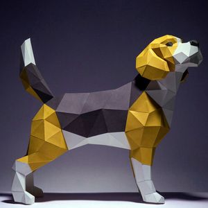 Other Toys 3D Paper Model Handmade 42cm Beagle Dog DIY Papercraft Home Decor Desk Decoration Puzzles Educational Kids Gift 1817 230511