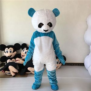 Halloween Blue/White Panda Bear Mascot Costume Suit Adult Party Dress Outfit Birthday Aniamls