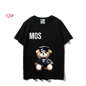 Moschino 셔츠 Sunmmer Womens Mens Moschino T Shirts 패션 레터 인쇄 짧은 슬리브 레이디 티 럭스러스 캐주얼 옷 탑 의류 3379