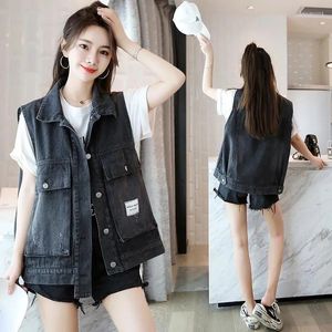 Women's Tanks 2023 Spring Autumn Women Sleeveless Jacket Denim Vest Vintage Outwear Ladies Female Korean Loose Casual Tops Waistcoats