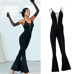 Stage Wear 2023 Latin Dance Performance Costumes For Women Sexig Sling Jumpsuit Chacha Rumba Tango Competition Dress Pants