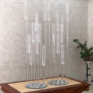 Party Decoration 10pcs)10 Heads Tall Crystal Acrylic Tube Candle Sticks Candelabra For Table Wedding Centerpieces Holder Dao146