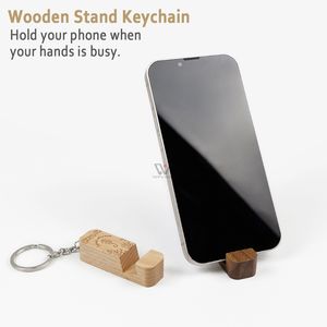 Walnut Beech Wood Keychain portátil celular Monta suportes