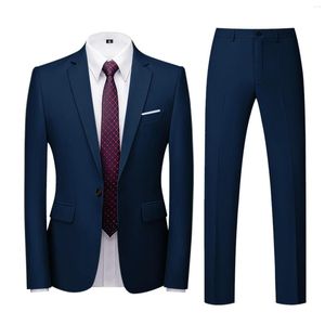Herrspårspår Spact Suit Men's Fashion Slim 2-Piece Business Wedding Party Jacket Top Pants Tailo Suits For Men Express