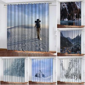 Curtain Modern Snow Scene 3D Printing Bedroom Living Room Shade Cortinas De Sala Mountain Blackout Curtains