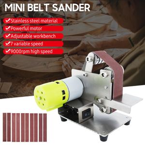 Schuurmachines Mini Belt Sander Electric Sanding Polishing Grinding Machine 7 Variable Speed with 10 Sanding Belts Polishing Wood Acrylic Metal