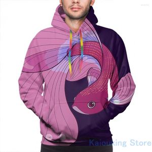 Men's Hoodies Mens Sweatshirt For Women Funny Purple Gold And Blue Betta Fighting Fish Print Casual Hoodie Streatwear