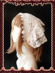Bandanas durag vintage lolita lenço de cabeça triângulo renda bordada capacete bordado para mulheres cocar 230512