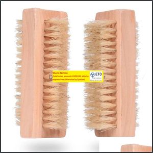 Rengöringsborstar hushållsverktyg Husekéorganisation Hem Garden Wood Nail Brush Twosided Natural Boar Bristles WO DHFH1