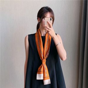 Neck Tie's Slim Long Strip Small Silk Thin Section Wild Square Scarf Fashion 230512