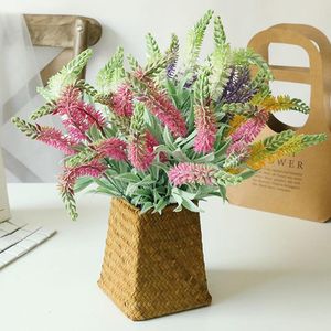 Декоративные цветы венки романтические Provence Artificial Flower Home Accessories Accessories Пластиковый лавандовый пучок фальшивый завод букет на улице