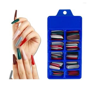 False Nails 100Pcs/Set Boxed Solid Nail Christmas Long Ballerina Full Cover Red And Black Fake Extension Tips Professionel Kit