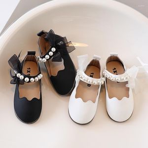 Płaskie buty dziewczęta Pearl Pasek Mary Jane na ślubną falę ślubną Riband Princess Kids Baby Toddler Single