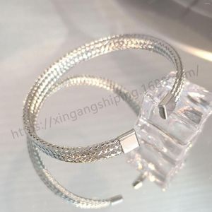 Bangle Mens Stainless Steel Bracelet Simple C-Shaped Mesh Elastic Opening Bracelets Quality Titanium Jewelry Accessories