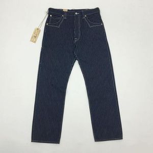 Erkekler Bob Dong Wabash Erkek Demiryolu Çizgili Pantolon Selvaj Kargo Düz 14.5oz Vintage Dips W36