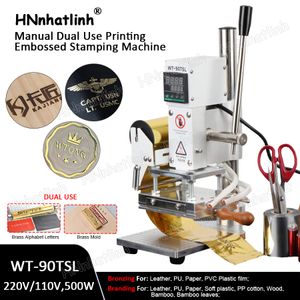 WT-90TSL 2 in 1 Logo a doppio scopo e lettere dell'alfabeto in ottone Manuale Carta in PVC Carta in pelle Stampa a caldo Stampa a caldo Bronzing Embossing Branding Press Machine Logo Stamp Tools