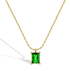 Commercio all'ingrosso 100% acciaio inossidabile collana girocollo in pietra verde gioielli moda donna ragazza regali anti-allergia impermeabile