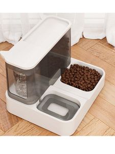 Matande hund skål katt automatisk matare vatten mat dispenser largecpacity matare vatten mat allinone skål inte våt mun husdjur tillbehör