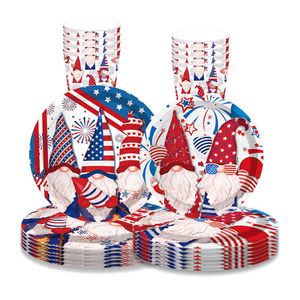 Leveranser Stars Stripes Faceless Old Disposable Table Seary American Independence Plates Napkins Happy 4: e juli Fountains P230512