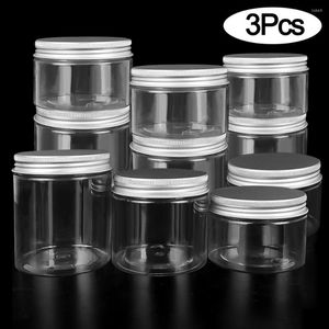 Storage Bottles Transparent Jars Oil Wax Plastic Jar Aluminum Cover Container Loose Beads Honey Food Sample Kitchen