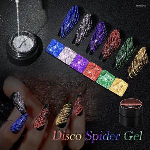 Nail Gel VERONNI Reflective Glitter Spider Polish Art Sparkling Effect Wire Line Drawing Painting Varnish