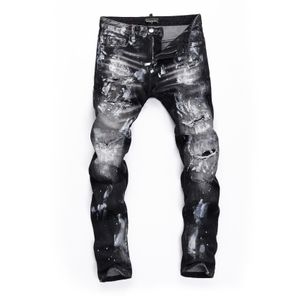 DSQ Phantom Turtle Męskie dżinsy męskie włoski projektant dżinsy chude zgrane fajne facet przyczynowy dziura dżinsowa moda moda moda dżinsy Mężczyźni umyte spodnie 65668