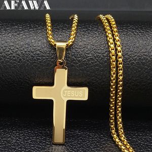 Edelstahl Christian JESUS CROSS Halsketten für Männer Schmuck Gold Farbe Kette Halsketten Schmuck corrente masculina N1174S02