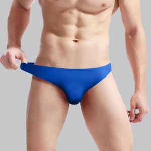 Underpants Men's Underwear Ultra Thin Ice Silk Male Briefs Sexy Transparent Low Waist Seamless Solid Homme Bikini Tanga Hombre