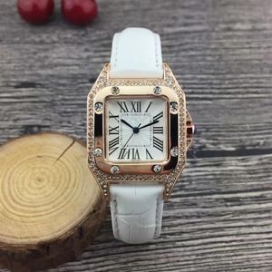 Diamond Dress Gift Watches sports Women Watch good TOP Quality Date Sport 38MM Brown Leather Bracelet Ladies Fashion Wristwatches268A